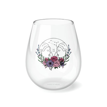 Gemini Flowers and Stars Stemless Wine Glass, 11.75oz