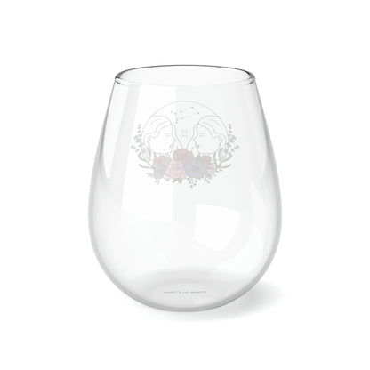 Gemini Flowers and Stars Stemless Wine Glass, 11.75oz