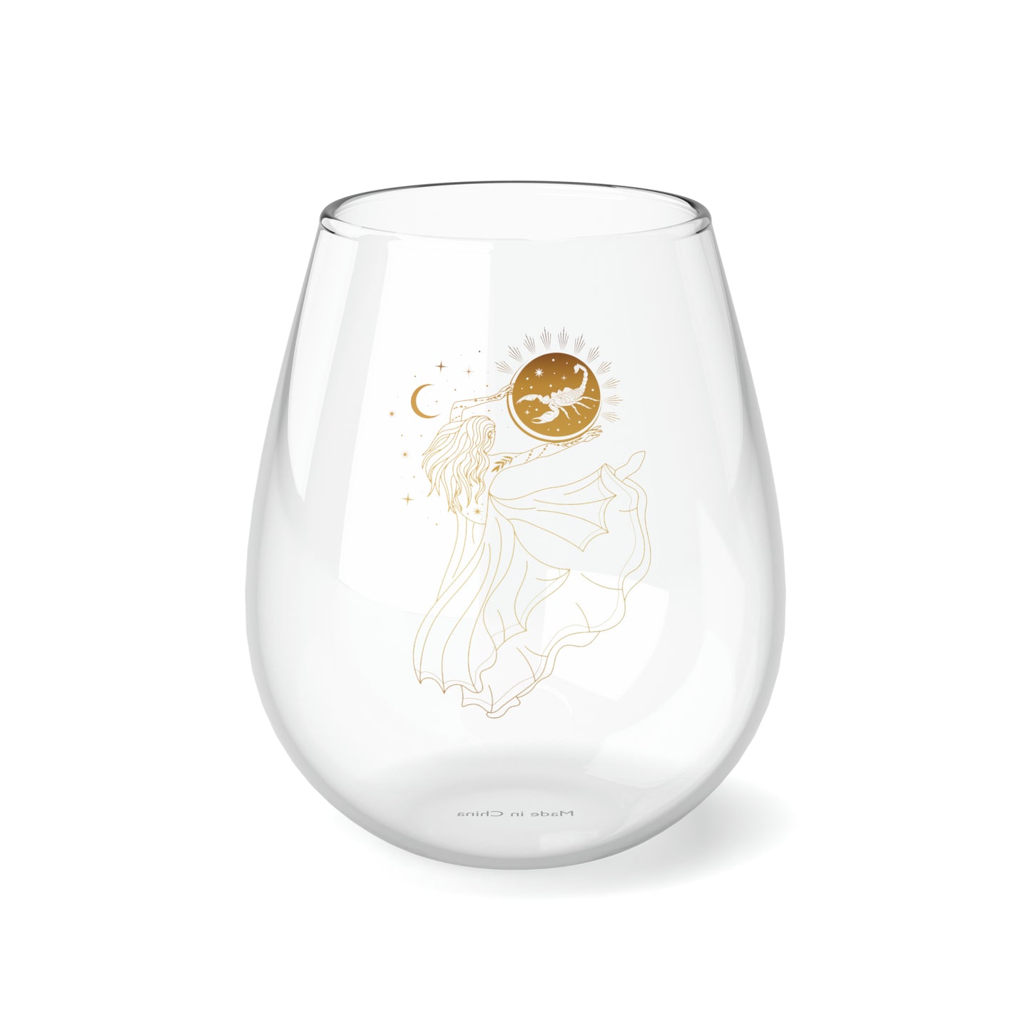 Dancing Zodiac Girl - Scorpio Stemless Wine Glass, 11.75oz