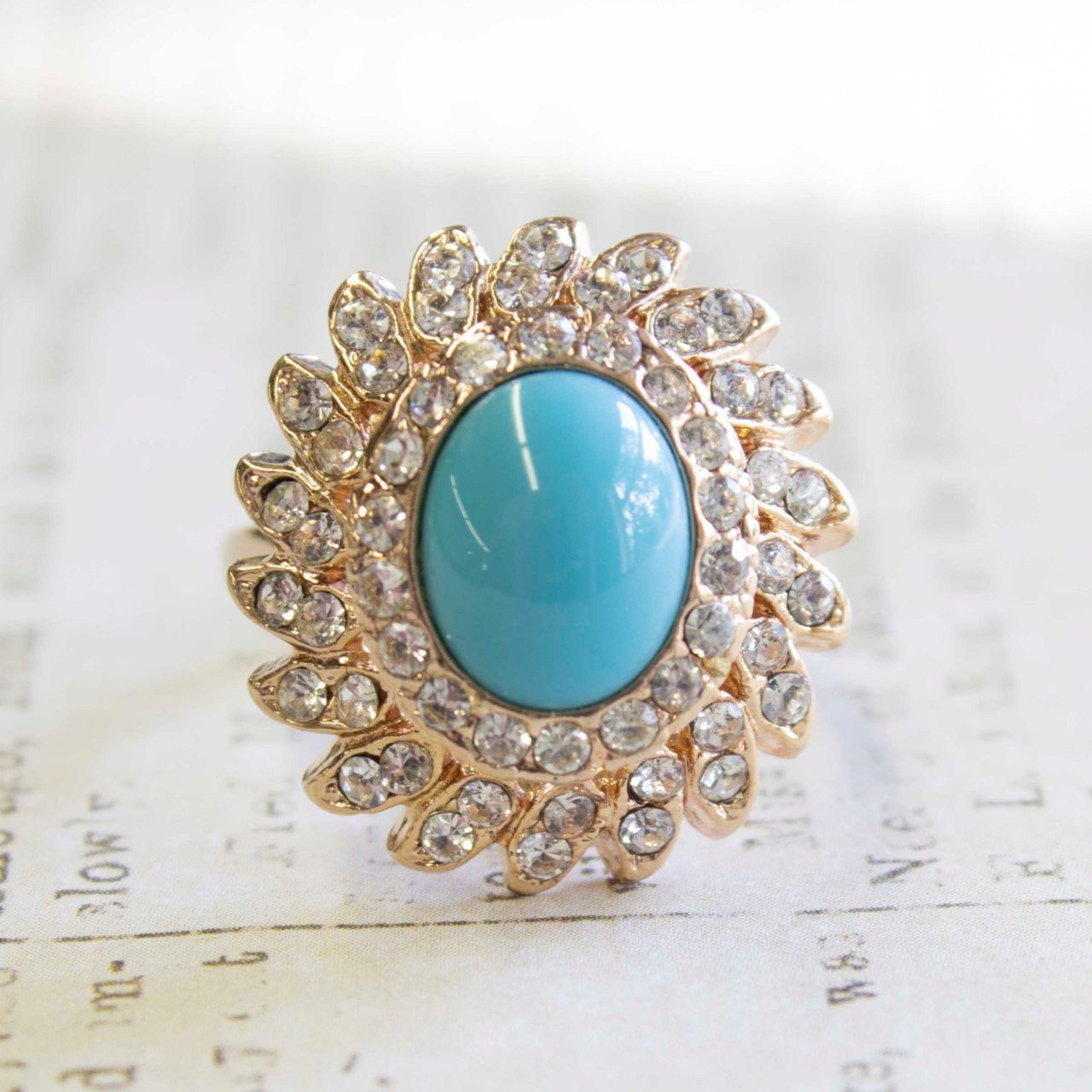 Vintage Jewelry Pinfire Opal Cocktail Ring in a 18k Gold Electroplated Setting Made in the USA by PVD Vintage Jewelry