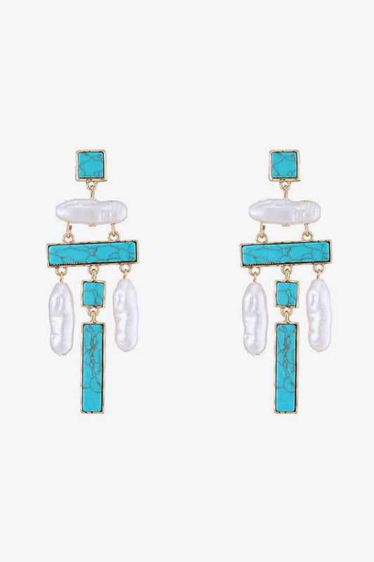 Natural Turquoise Alloy Earrings by Coco Charli