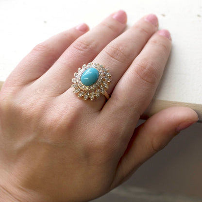 Vintage Jewelry Pinfire Opal Cocktail Ring in a 18k Gold Electroplated Setting Made in the USA by PVD Vintage Jewelry