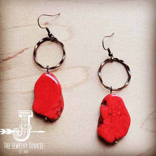 Red Turquoise Chunky Earrings 206i by The Jewelry Junkie