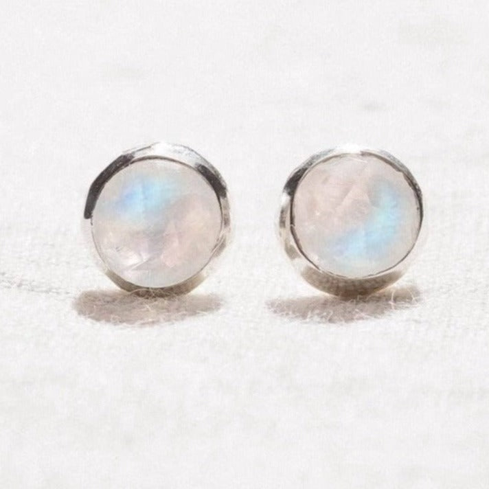 Rainbow Moonstone Silver or Gold Stud Earring by Tiny Rituals