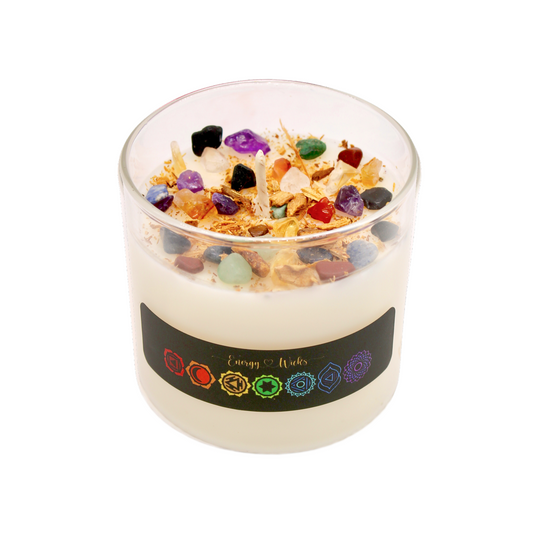 7 Stone Chakra Crystal Candle by Energy Wicks
