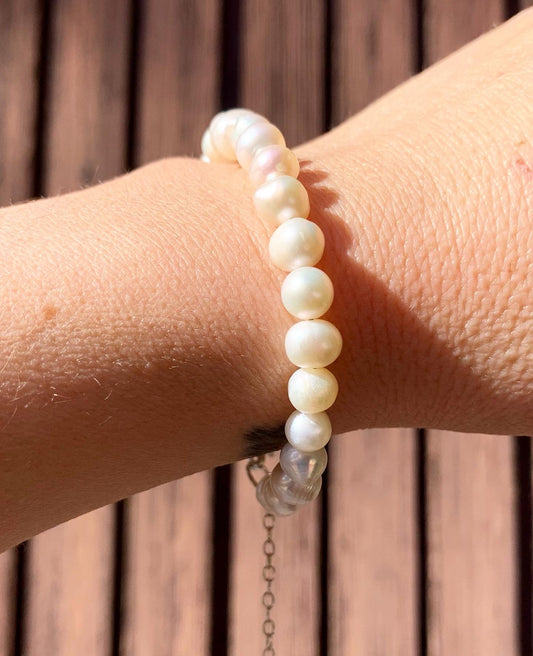 White Freshwater Pearl Mermaid Bracelet by Jennifer Cervelli Jewelry