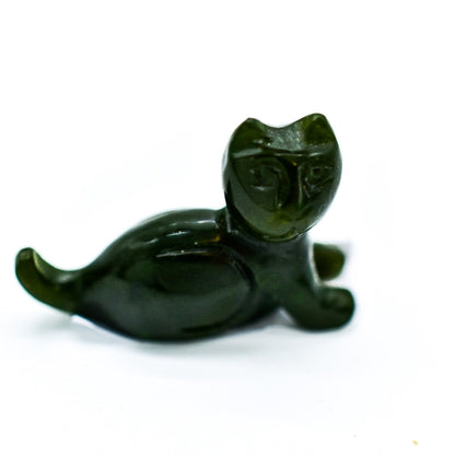 Dark Green Jade Cat Figurines