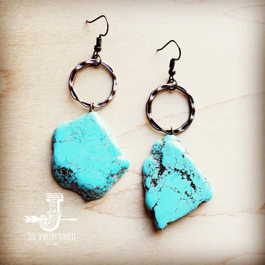Blue Turquoise Chunky Earrings 215q by The Jewelry Junkie