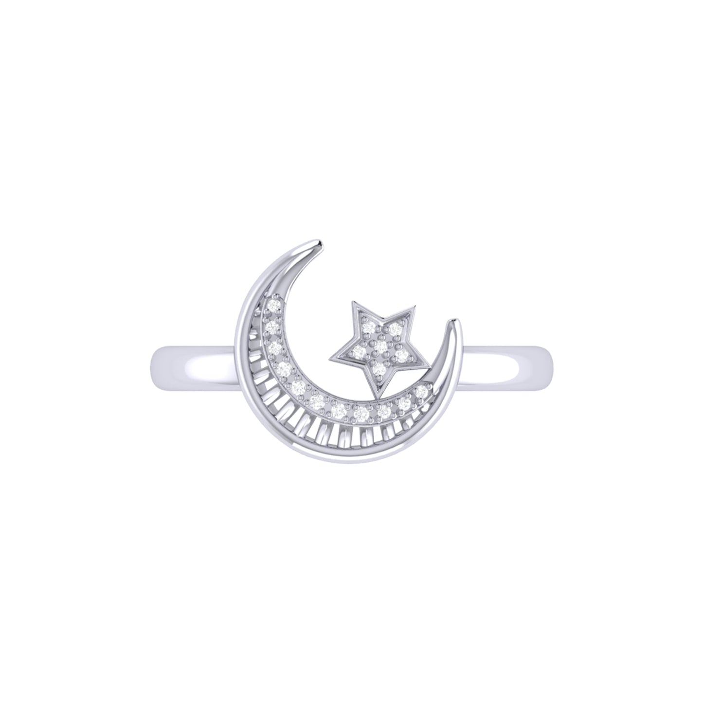 Starkissed Crescent Diamond Ring in Sterling Silver by LuvMyJewelry