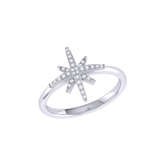 North Star Diamond Ring in Sterling Silver by LuvMyJewelry