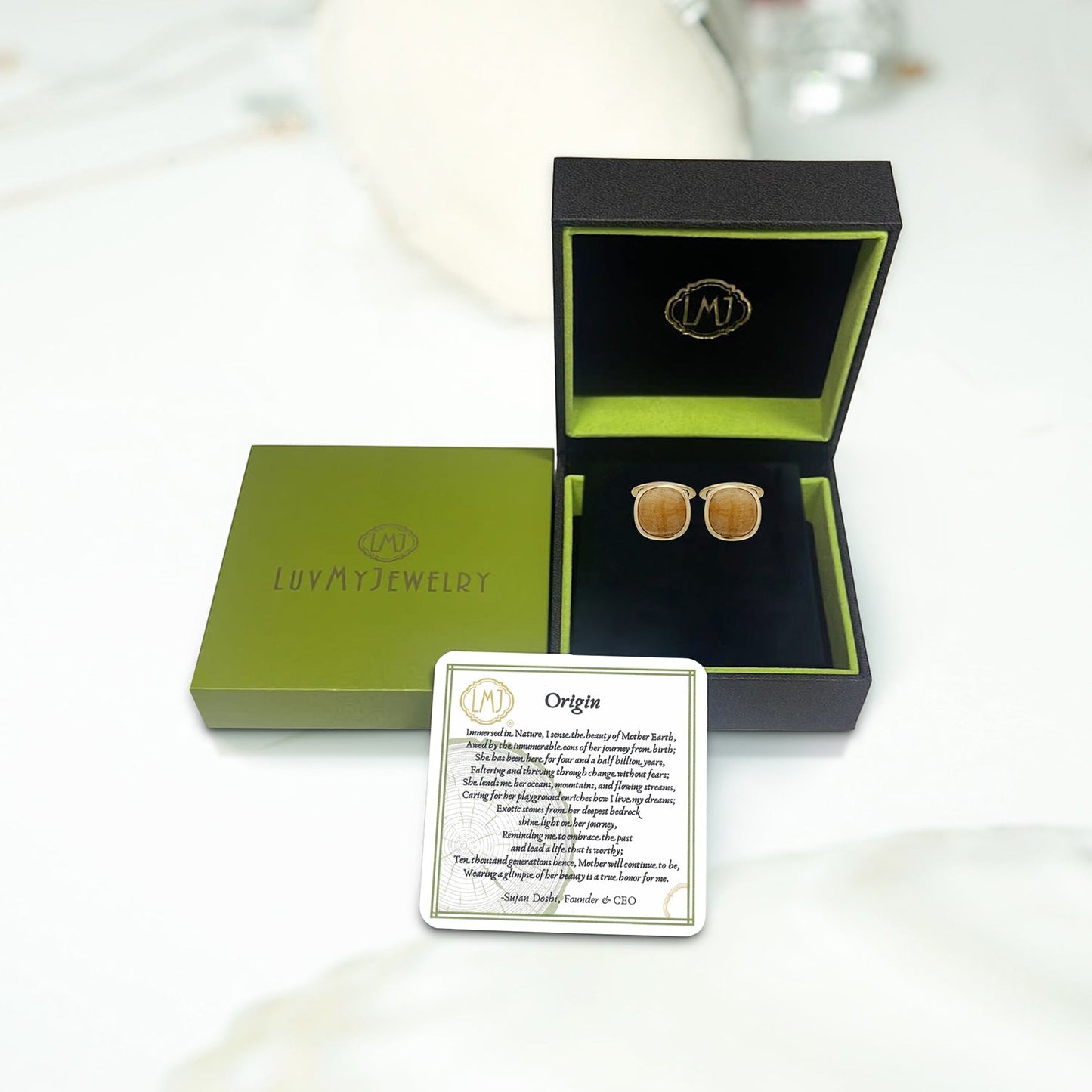 Yellow Lace Agate Stone Cufflinks in 14K Yellow Gold Plated Sterling Silver by LuvMyJewelry