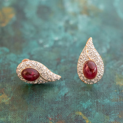 Vintage Earrings Pearl Earrings 18kt Gold Swarovski Crystals Pierced or Screw Back Clip Earrings #E359 by PVD Vintage Jewelry