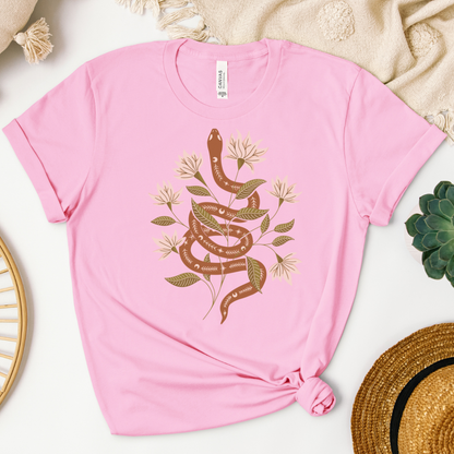Boho Snake and Flowers Unisex t-shirt