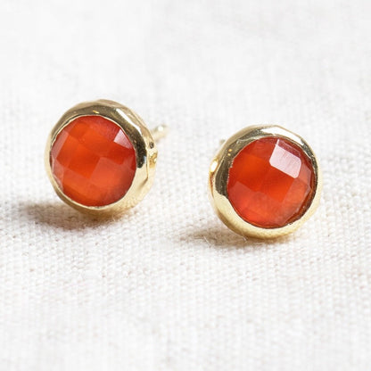 Carnelian Silver or Gold Stud Earrings by Tiny Rituals