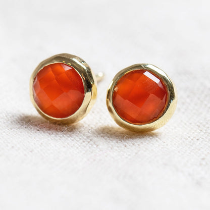Carnelian Silver or Gold Stud Earrings by Tiny Rituals