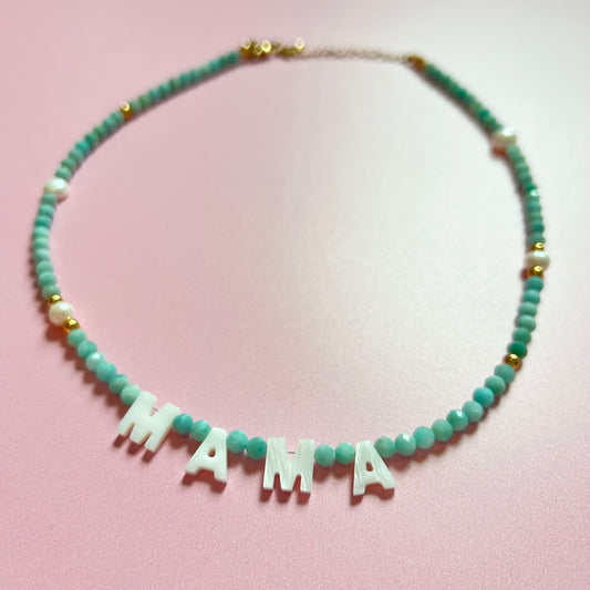 MAMA What The Shell Necklace- Aquamarine by House of Baesics