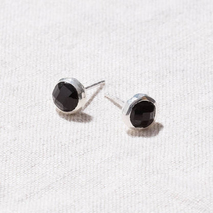 Black Onyx Silver Stud Earrings by Tiny Rituals