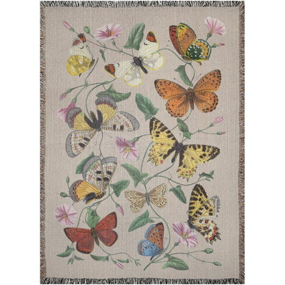Vintage Butterflies Woven Blanket