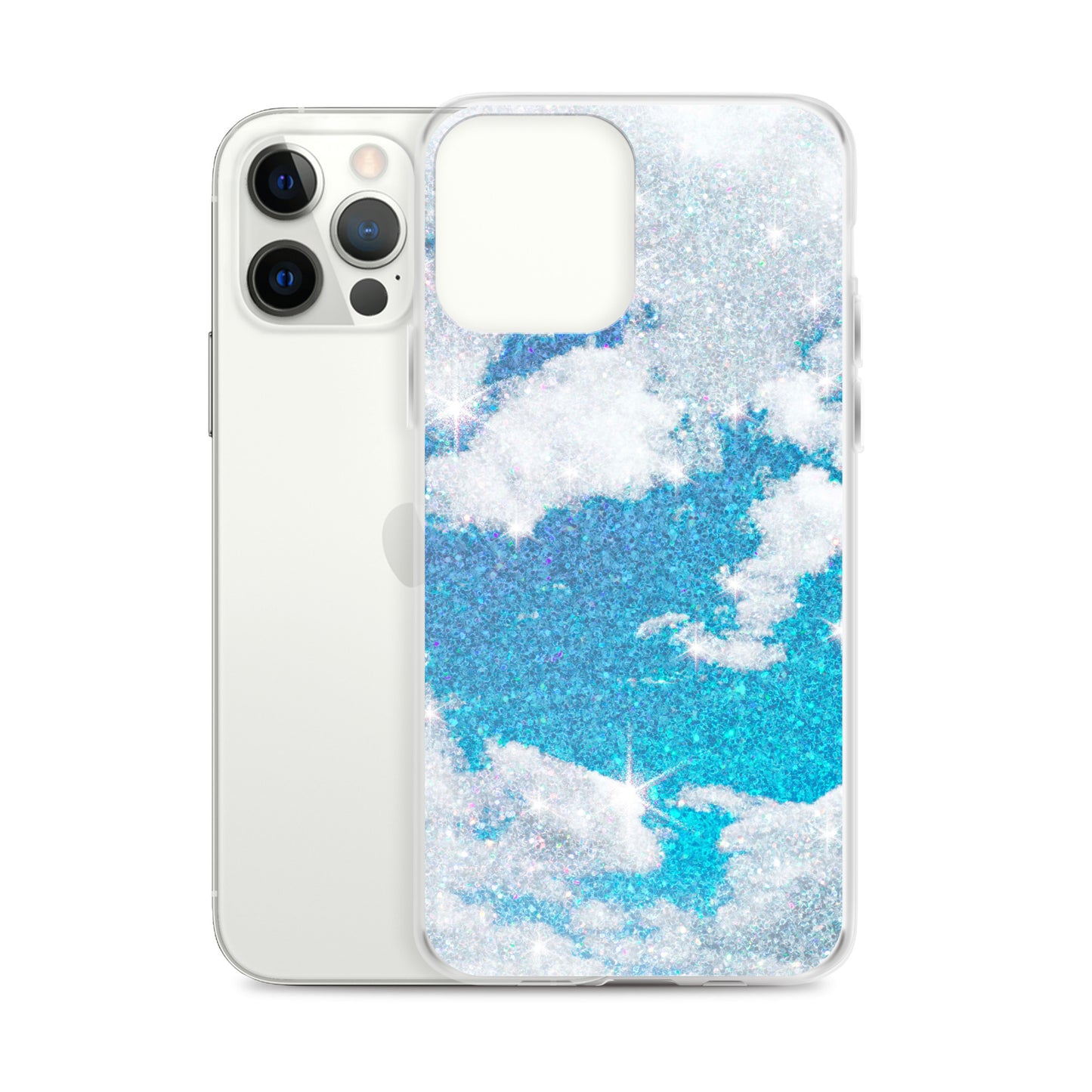 Glitter Clouds Iridescent Blue Clear Case for iPhone®