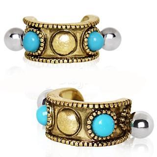 Antique Gold Plated Turquoise Cartilage Cuff Earring by Fashion Hut Jewelry