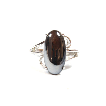 Vintage Ring Genuine Onyx 18k White Gold Electroplated Cocktail Ring Made in USA by PVD Vintage Jewelry