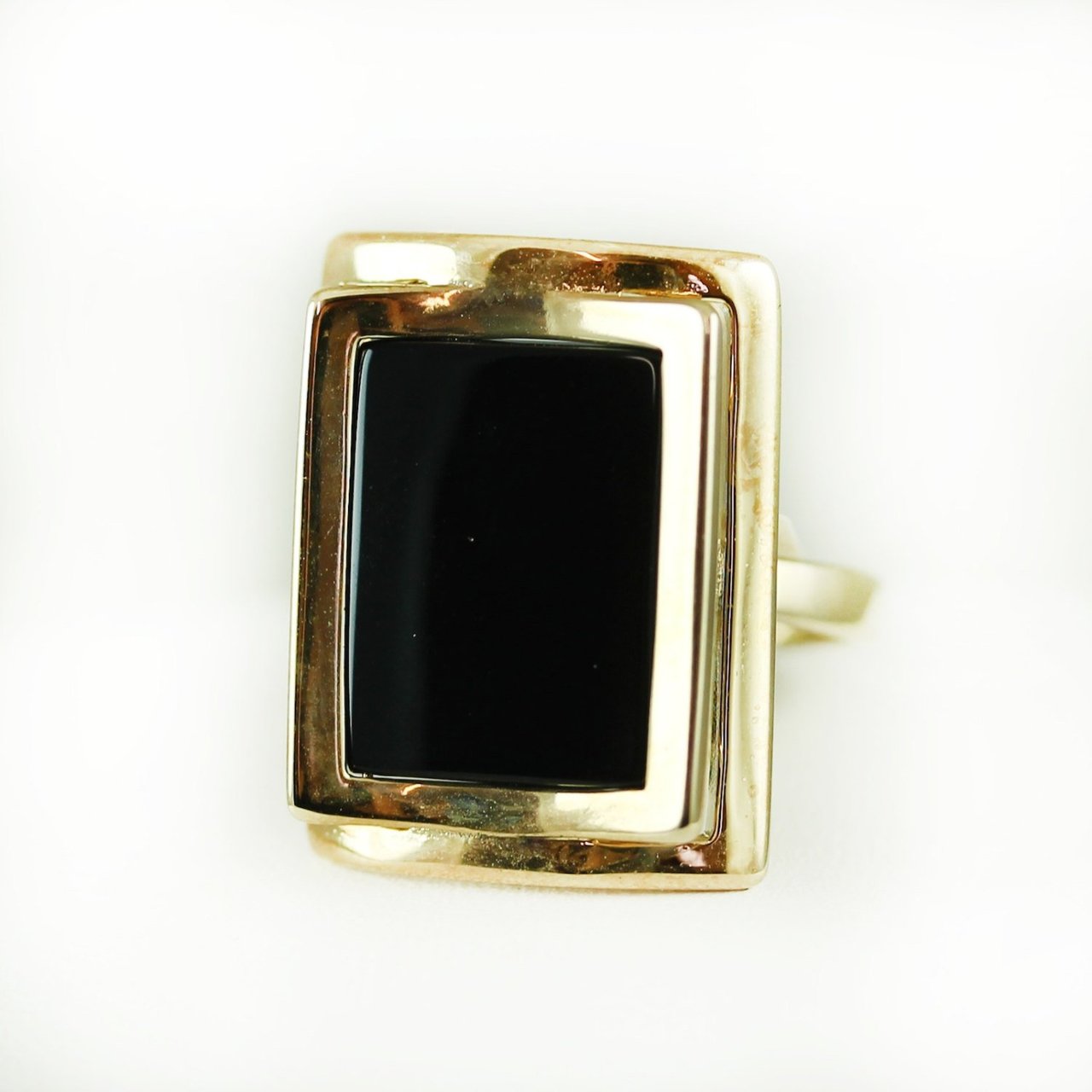 Vintage Genuine Onyx Rectangle 18k Yellow Gold Electroplated Made in USA #R327 by PVD Vintage Jewelry
