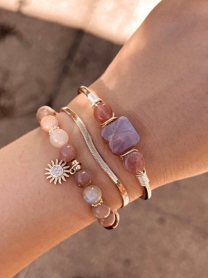 Soleil | peach moonstone mala bracelet by Terra Luna Sol