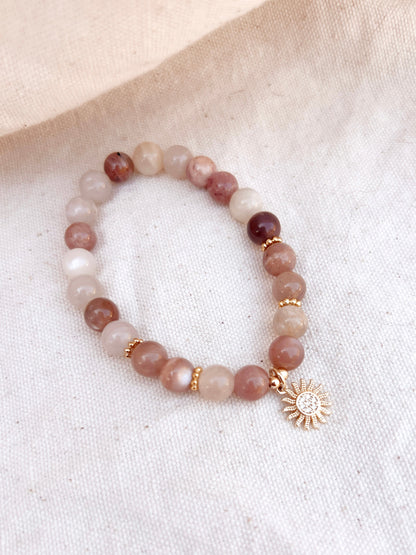 Soleil | peach moonstone mala bracelet by Terra Luna Sol