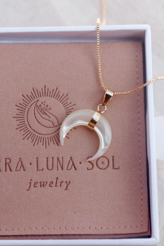 Mother of pearl crescent necklace by Terra Luna Sol