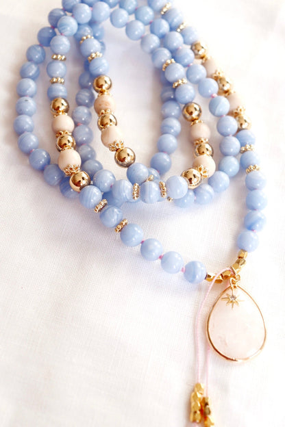 Serenity | blue lace agate mala necklace by Terra Luna Sol