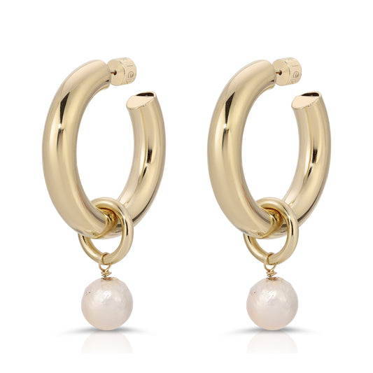 Zolen Hoops with Baroque Pearl Charms by eklexic