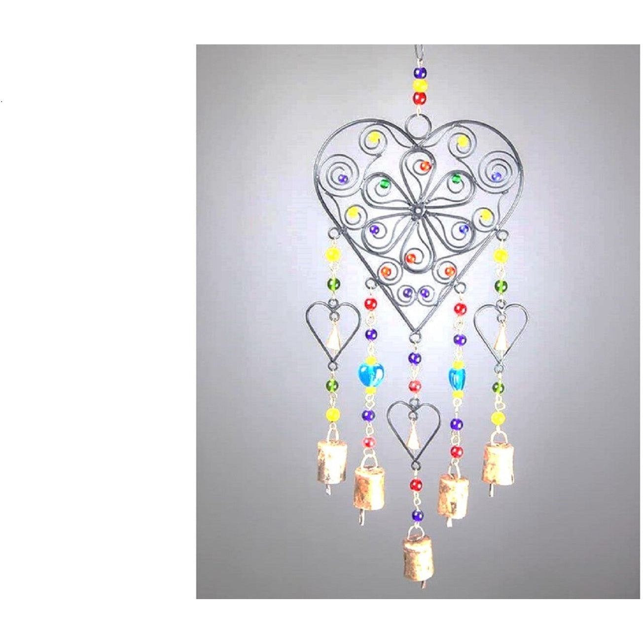 Beaded Heart colored glass chime  home decor  hanging gift by OMSutra