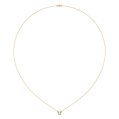 Cushion Cut Opal & Diamond Birthstone Necklace In 14K Yellow Gold by LuvMyJewelry
