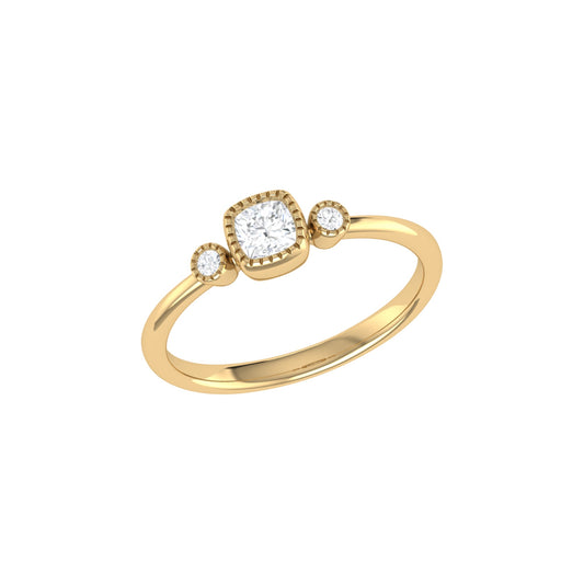 Cushion Cut Diamond Birthstone Ring In 14K Yellow Gold by LuvMyJewelry