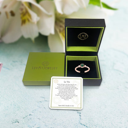 Cushion Cut Emerald & Diamond Birthstone Ring In 14K Rose Gold by LuvMyJewelry