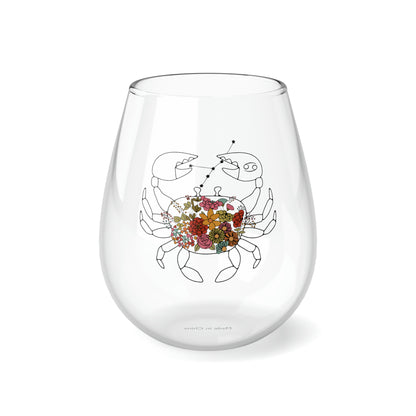 Cancer Flower and Stars Stemless Wine Glass, 11.75oz