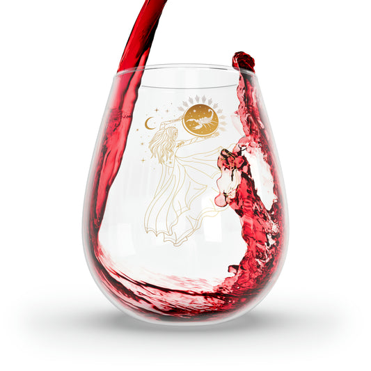 Dancing Zodiac Girl - Scorpio Stemless Wine Glass, 11.75oz