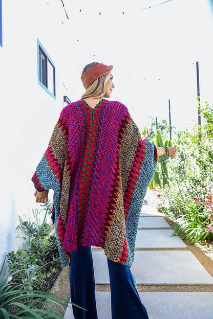 Colorful Crochet Patterned Ruana
