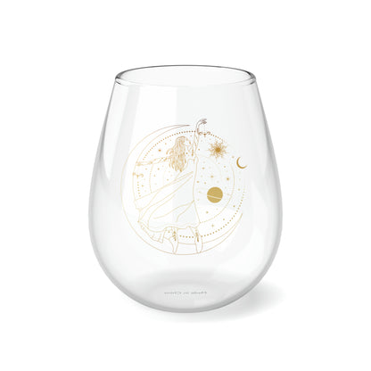 Dancing Zodiac Girl - Libra Stemless Wine Glass, 11.75oz