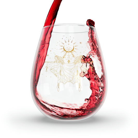 Dancing Zodiac Girl - Gemini Stemless Wine Glass, 11.75oz