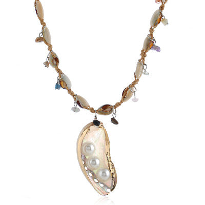 Nature's Delight Pearls In The Seashell Necklace by VistaShops