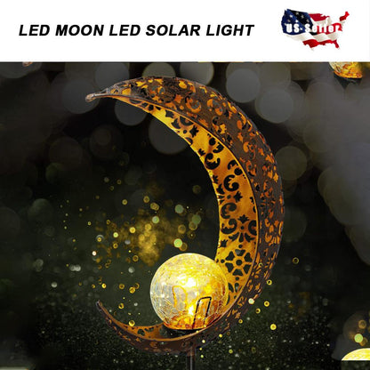 Solar wrought iron moon lawn lamp
