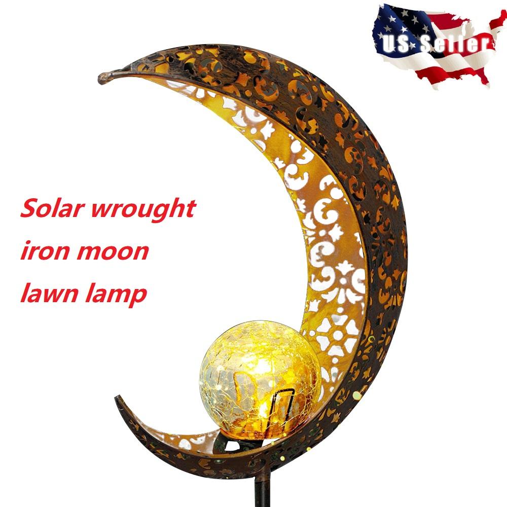 Solar wrought iron moon lawn lamp