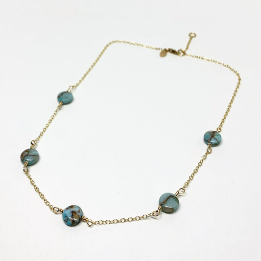 Turquoise Disc Choker Necklace by Jennifer Cervelli Jewelry