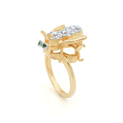 Emerald Eyes Bee Ring by PVD Vintage Jewelry
