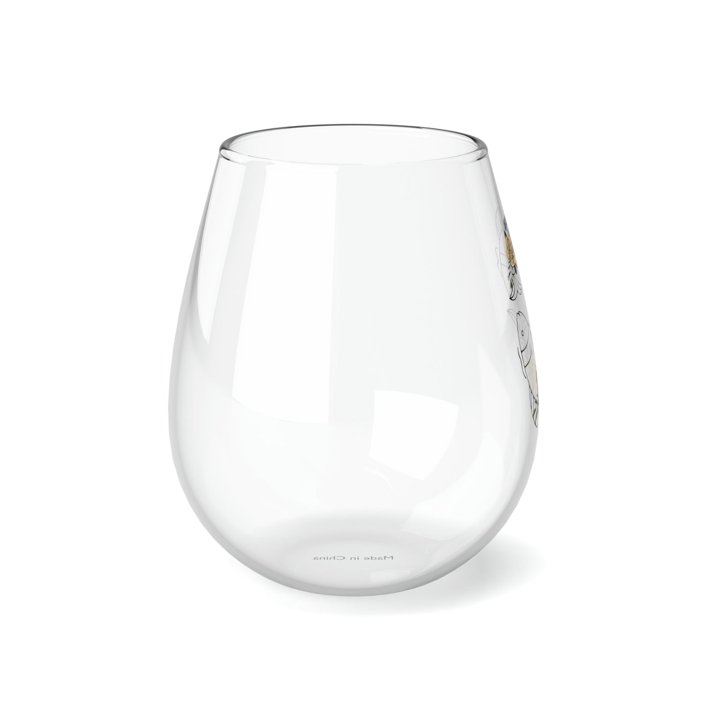Pisces Flowers and Stars Stemless Wine Glass, 11.75oz