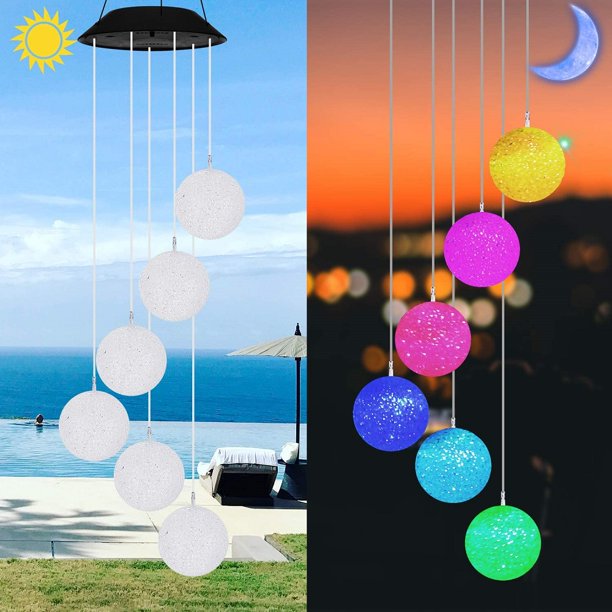 Solar Crystal Ball Wind Chime Light Color Changing Solar LED String