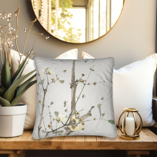 Bees and  Blossoming Branches 20X20 Luxury Throw Pillow