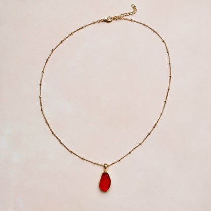 Carnelian Raw Crystal Necklace by Tiny Rituals