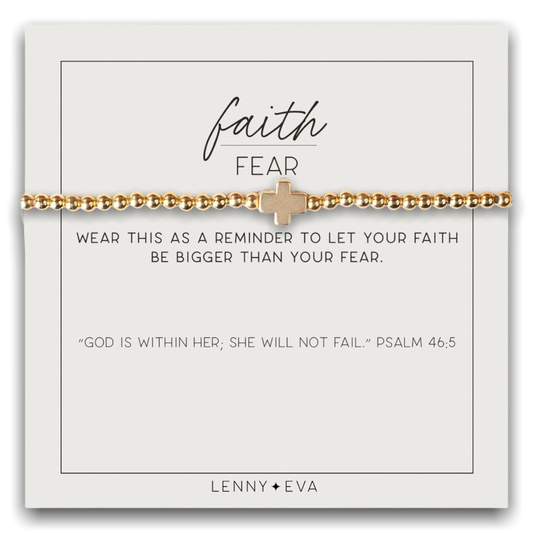 Faith Over Fear Cross Bracelet-Gold